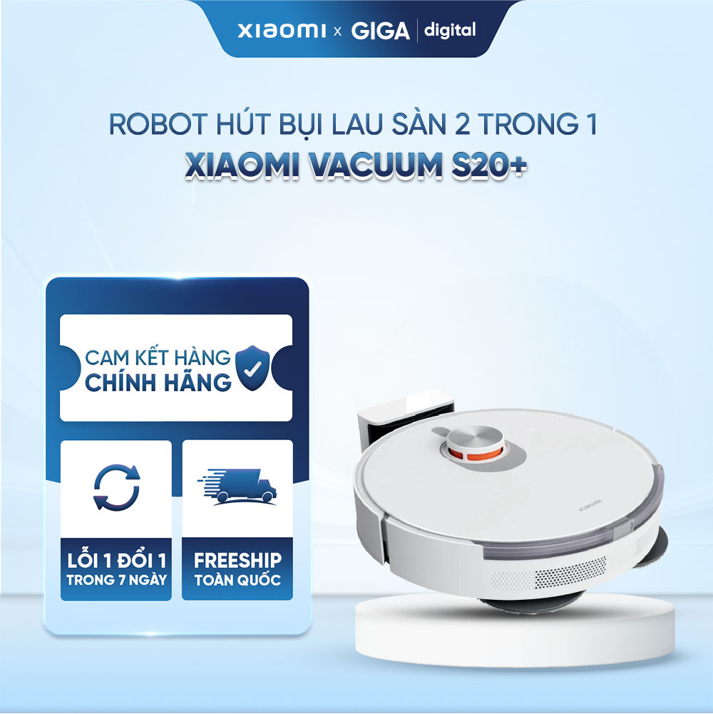 Robot hút bụi, lau sàn 2in1 Xiaomi Vacuum S20+ - Lực hút 6000Pa - Hoạt động lên đến 170 phút liên tục