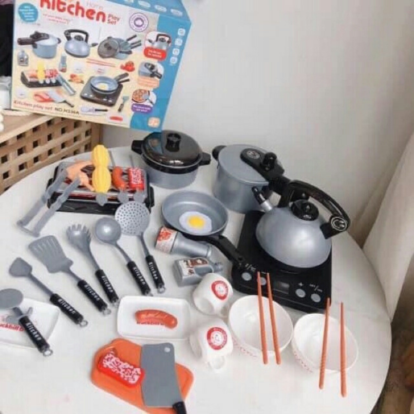 Đồ chơi nhà bếp giá rẻ - đồ bếp với nhiều loại dụng cụ - có hiệu ứng đèn nhạc tạo sự hứng thú cho bé