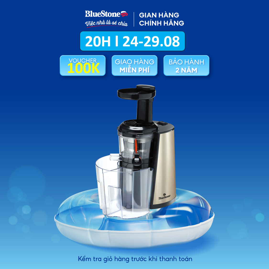 Máy Ép Chậm BlueStone SJB-6556 - Công suất 150W - Thân máy thép không gỉ - Tốc độ ép: 55-70 vòng/phút - Bảo hành 24 tháng - Hàng Chính Hãng