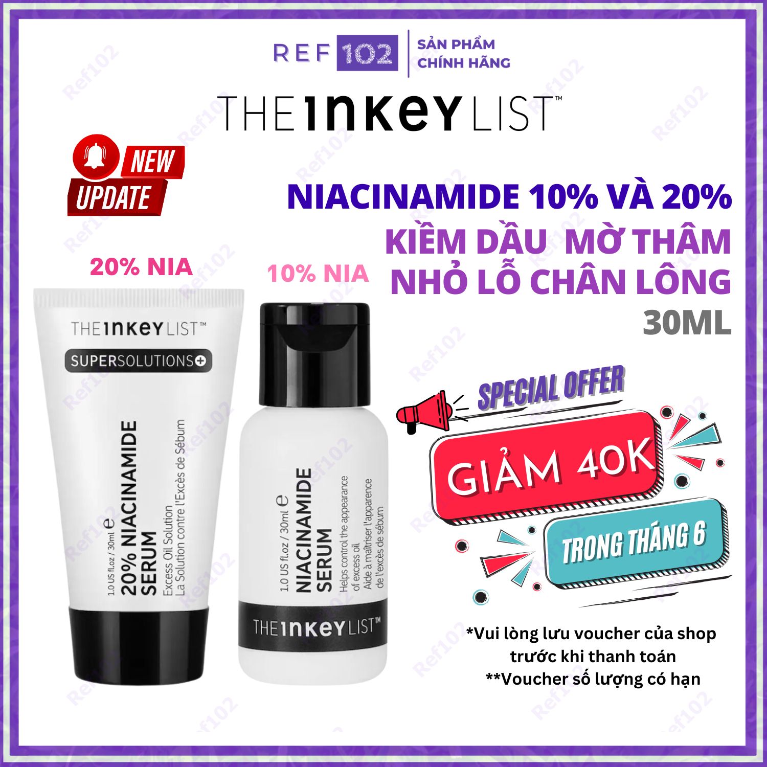 HOÀN TIỀN 15% - Serum kềm dầu kháng mụn mờ thâm The Inkey List Niacinamide [Bill Mỹ] - Ref102 Refinery102