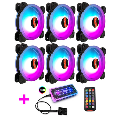 Bộ 6 quạt tản nhiệt, fan case coolmoon ver 3 / v3 led rgb - kèm hub + remote