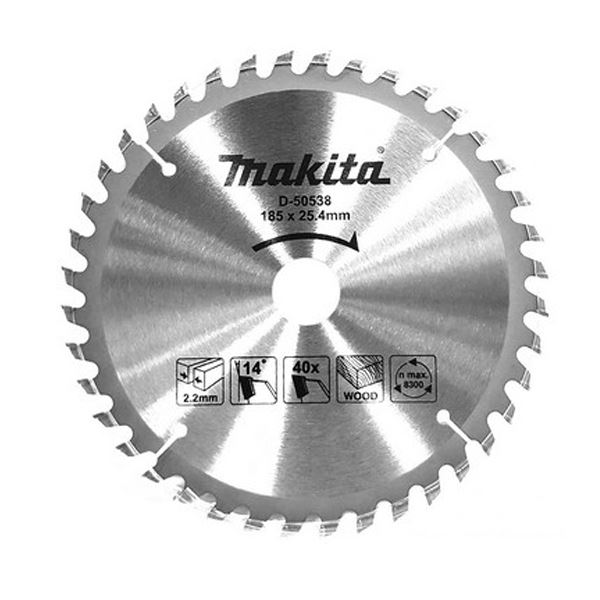 Lưỡi cưa gỗ hợp kim 40 răng 185mm makita d-50538
