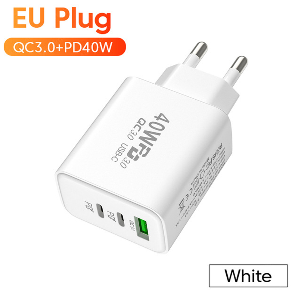 40W 5A Fast Charger + PD 20W US Plug Adapter Quick Charge 4.0 3.0 SCP Fast