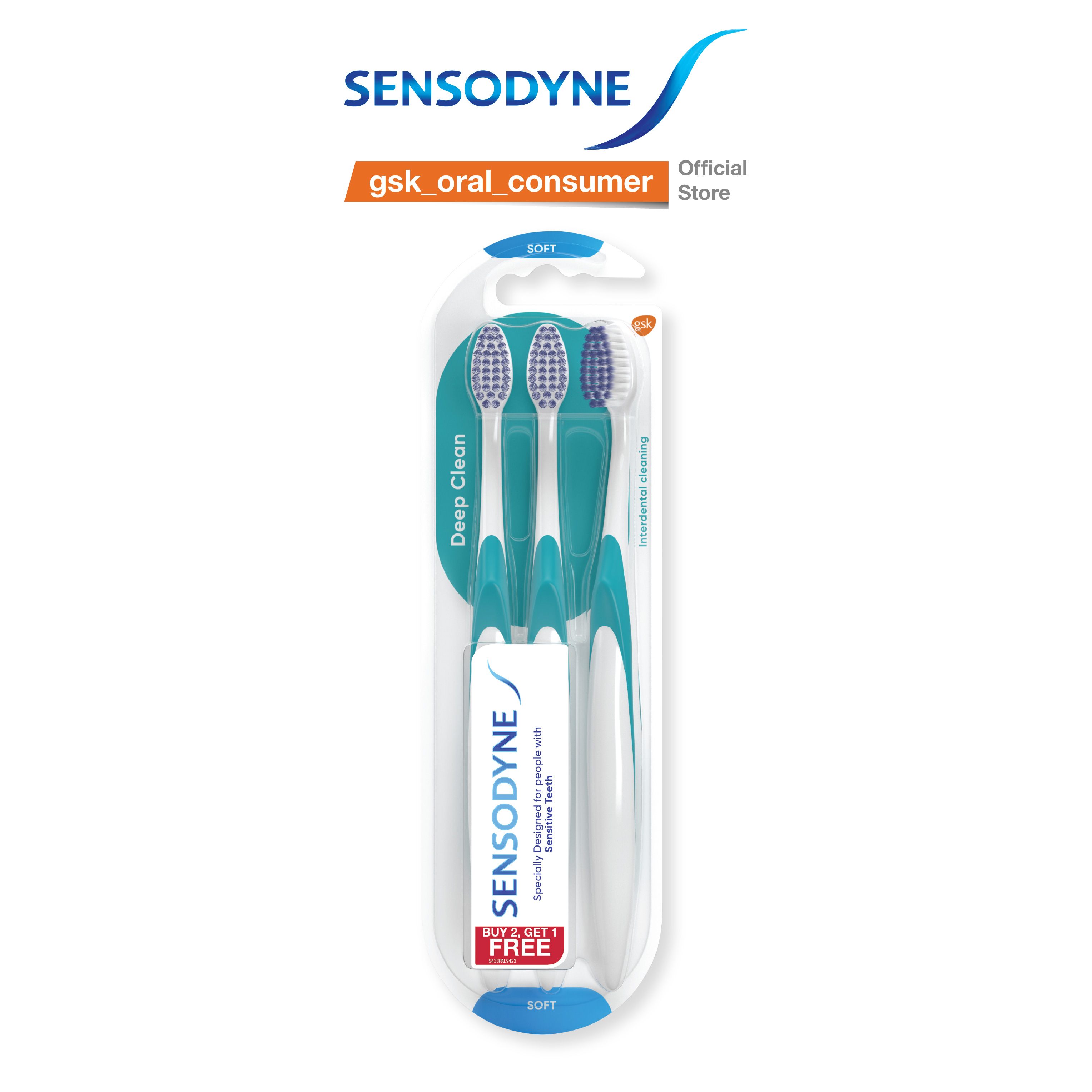  MUA 2 TẶNG 1 Bàn chải đánh răng SENSODYNE Deep Clean Soft thiết kế với lông bàn chải mềm nhỏ giúp làm sạch sâu kẽ răng 