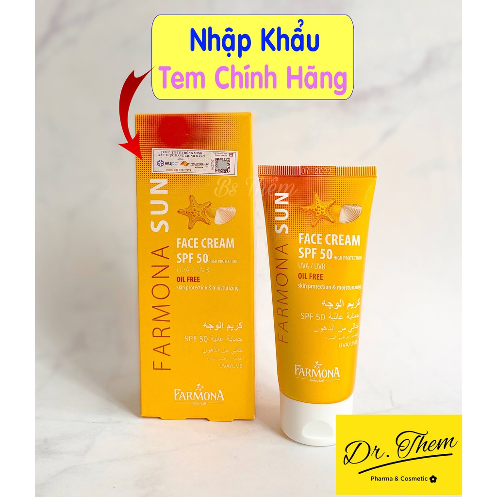 ✅Chính Hãng Kem Chống Nắng Farmona Sun Face Cream Oil Free Spf50 Cho Da Dầu Mụn 50ml, Không Chứa Dầu Cho Da Mặt spf 50