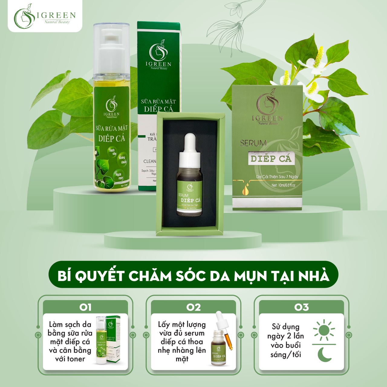 Combo sữa rửa mặt diếp cá và serum diếp cá