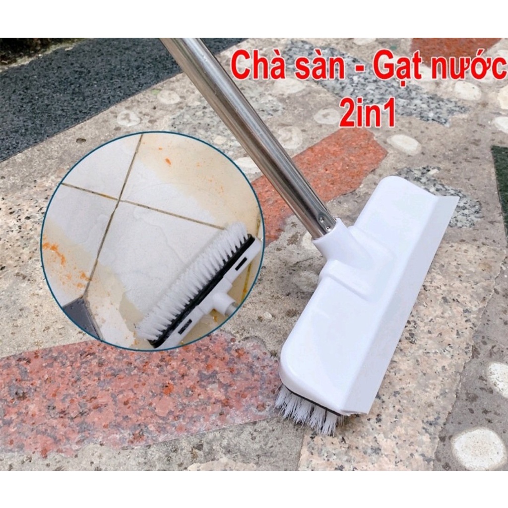 Cây chà sàn nhà + Cào nước 2in1 cán dài, chổi đa năng gạt nước đầu cố định cứng cáp