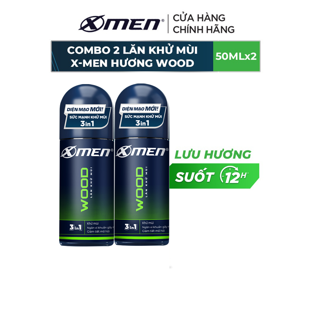 Combo 2 lăn khử mùi XMen Hương Wood 50ml