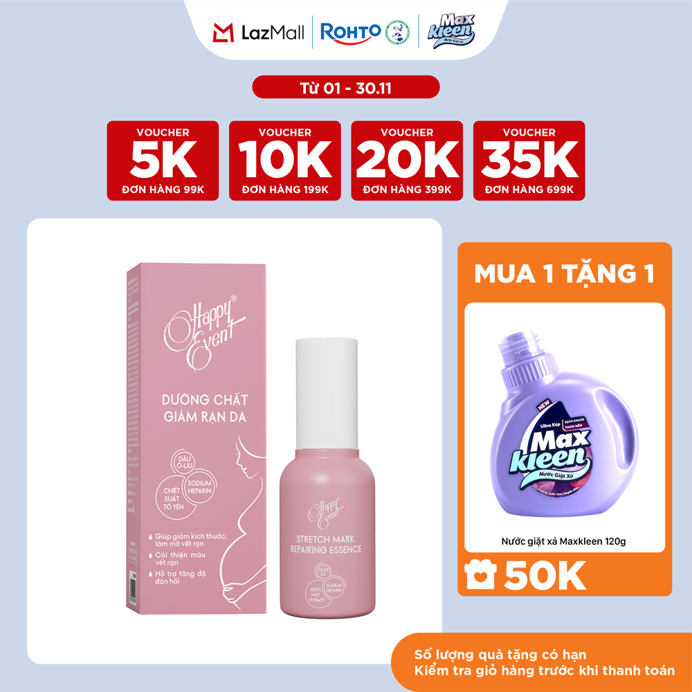 Serum mờ rạn da và cấp ẩm chuyên sâu Happy Event Stretch Mark Repairing Essence 40g
