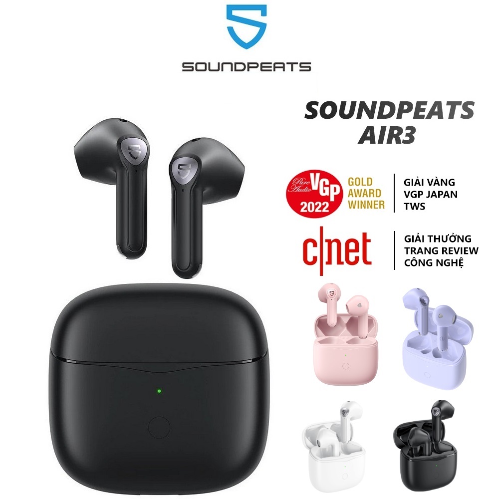 [BH 1 đổi 1] Tai Nghe Bluetooth Soundpeats Air3 - Game Mode - QCC3040 - Aptx Adaptive - Đèn báo - Cảm biến tai đeo - Bluetooth 5.2 - True Air 3