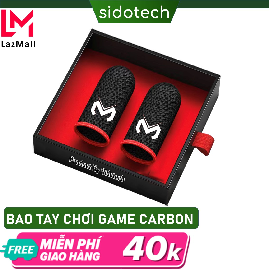 Găng tay chơi game FF cảm ứng chống mồ hôi, chống xù co giãn SIDOTECH GT1 dòng bao tay choi gane sợi Carbon cảm ứng nhạy găng tay chơi game co dãn siêu bền dành cho game Free Fire PUBG Tốc Chiến Liên Quân mobile