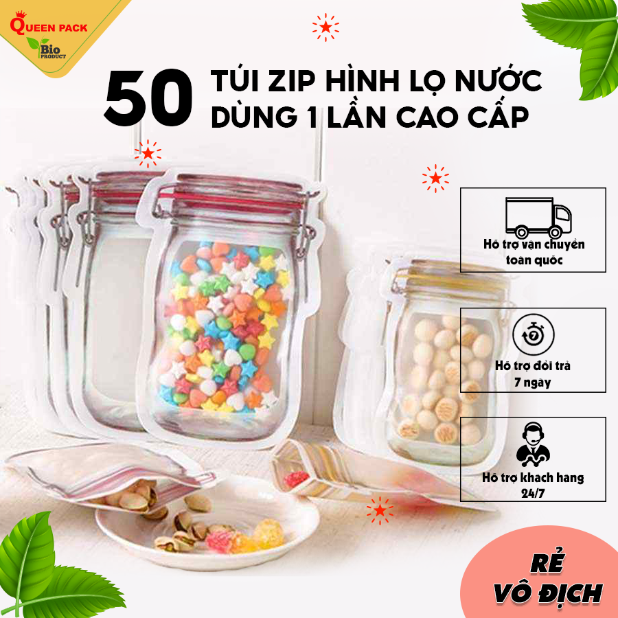 Set 50 túi bánh hình lọ nước cao cấp dùng 1 lần