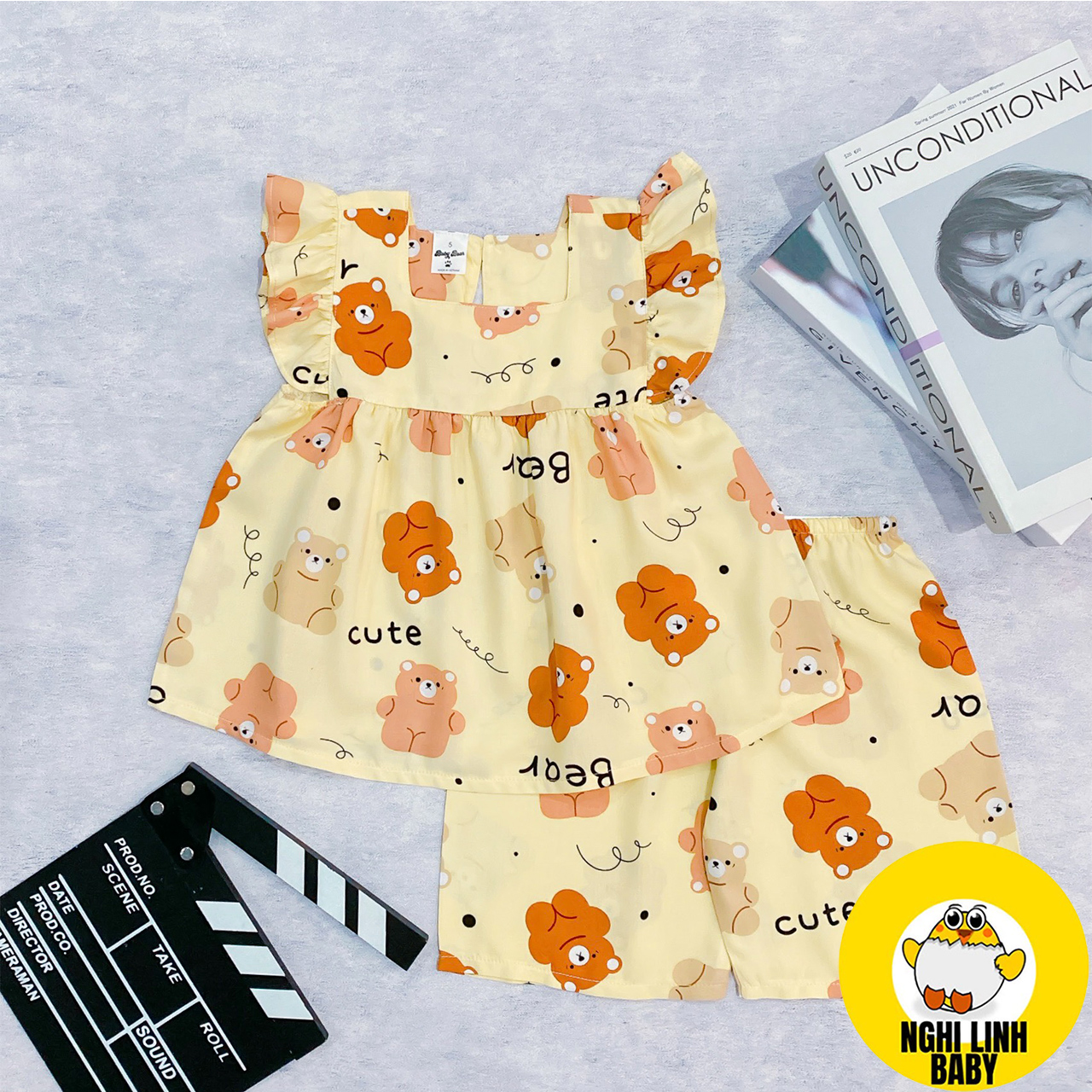 Bộ tole/tone lanh cho bé gái, bộ quần áo bé gái cánh tiên quần lửng size từ 10-40kg - Nghi Linh Baby