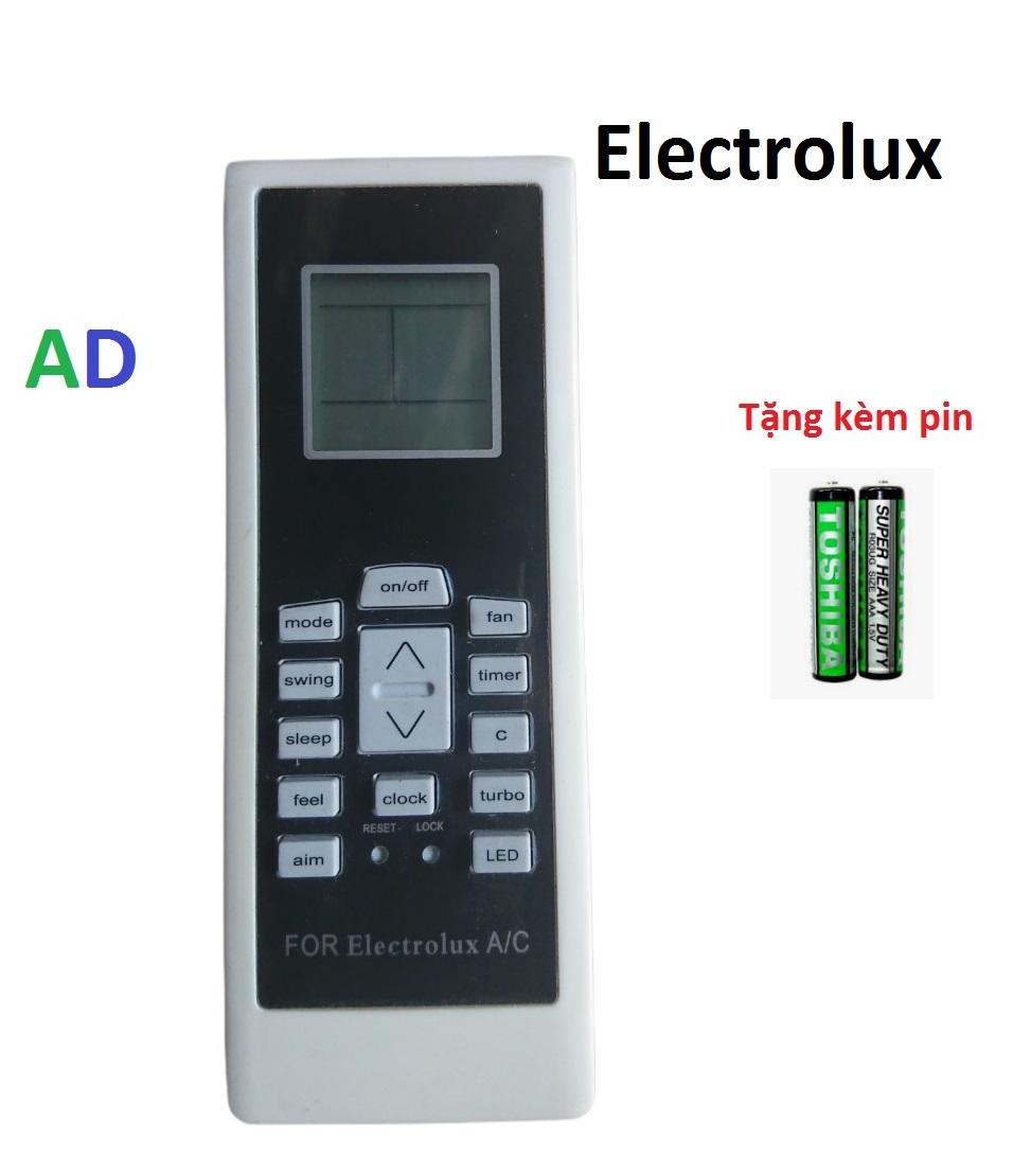 Điều khiển máy lạnh Electrolux RG01 mặt đen loại tốt 1 chiều và 2 chiều - Tặng kèm pin - Remote Electrolux RG01-BGCEF-ELAU - Remote máy lạnh Electrolux dùng 1 chiều và 2 chiều loại tốt thay thế được cho khiển zin theo máy