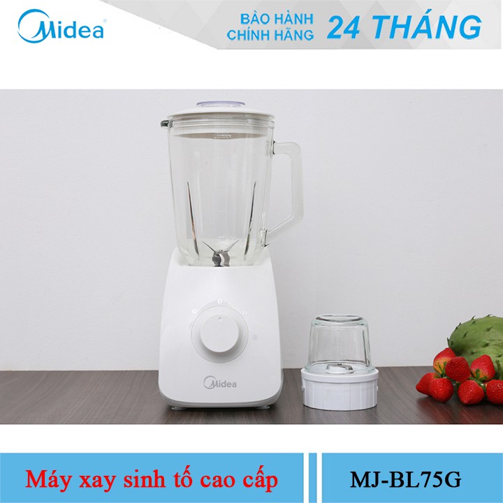 [HCM]( Xả Kho ) HÀNG CHÍNH HÃNG MÁY XAY SINH TỐ MIDEA Máy Xay Sinh Tố Midea MJ-BL75G Kiểu Dáng Đơn giản Kích Thước Nhỏ Gọn Màu Trắng Thanh Lịch Chất Liệu Cối Xay Bằng Thủy Tinh Bền Tốt Hạn Chế Trầy Xước Dễ Dàng Làm Sạch.