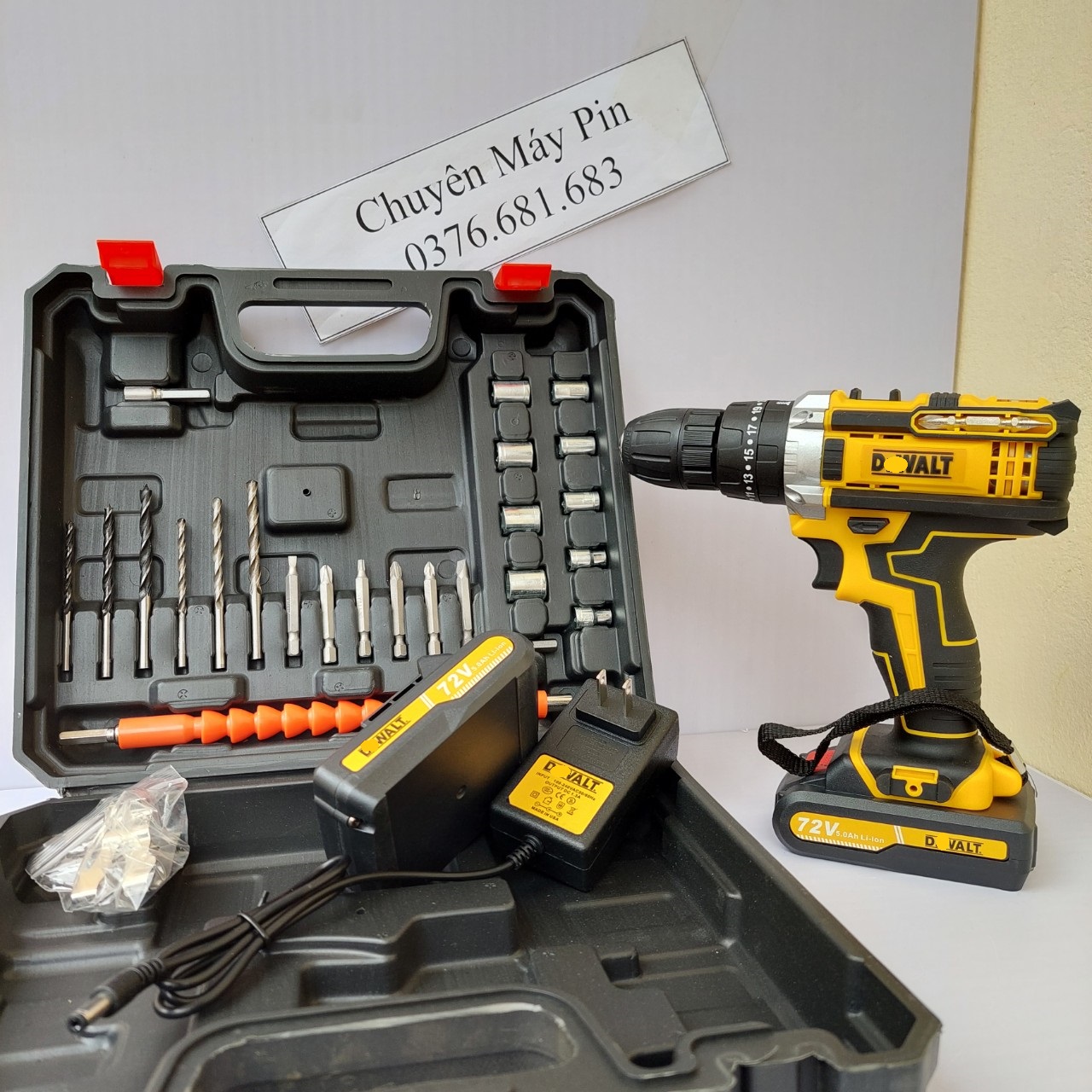 Máy khoan pin 3 chức năng de.wat 72v thế hệ mới