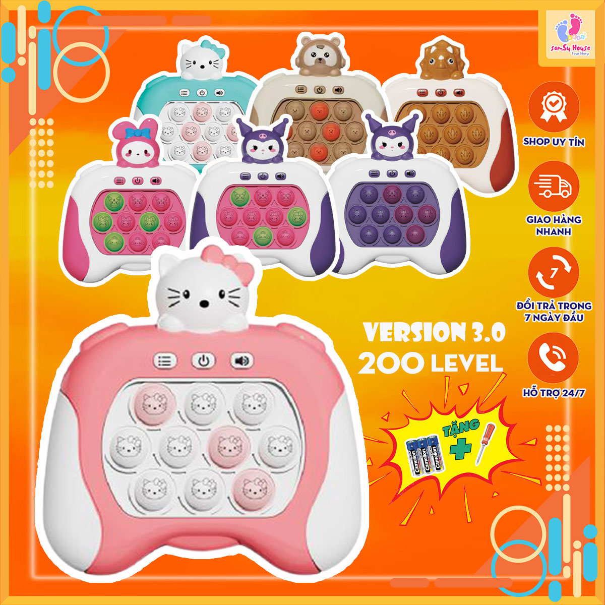 MÁY GAME POPIT SIÊU NHẠY 80 - 200 LEVEL VERSION 4.0 KIỂU DÁNG MỚI  - Rèn Luyện Trí Nhớ - Rèn Luyện Ngón Tay