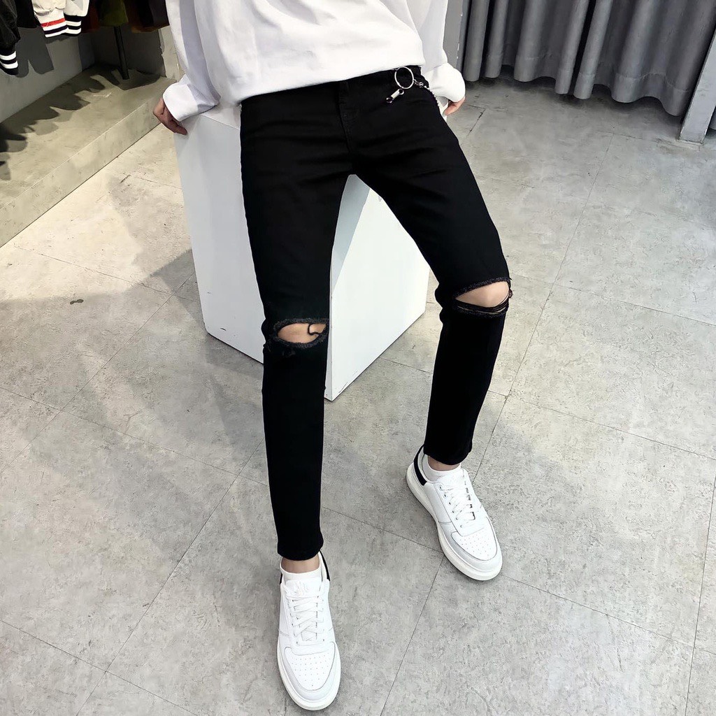 Quần jean nam 01dr đen rách - quần jeans nam co giãn - quần bò nam thời trang basic - 280207