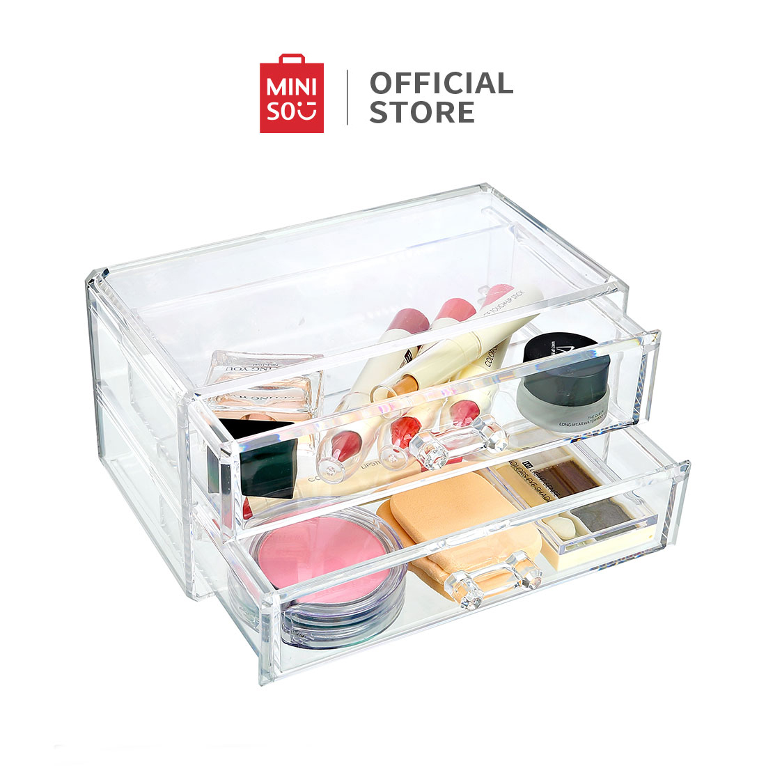 Kệ đựng mỹ phẩm trong suốt Miniso 2 tầng bằng nhựa mica
