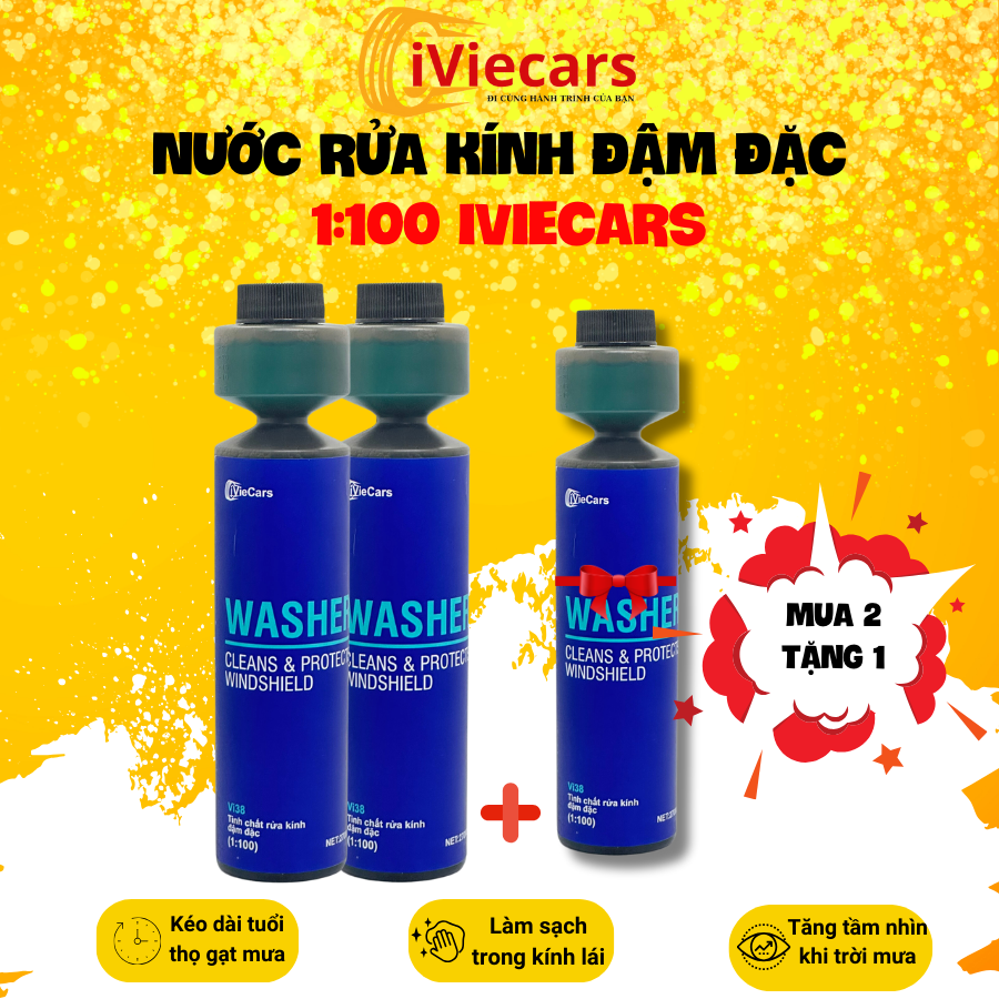 Nước rửa kính đậm đặc washer 1:100 concentrate - dung dịch rửa kính 270ml công nghệ usa