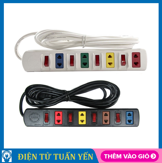 Ổ cắm LiOA 4SOF3/4SOF3W 4 công tắc 4 ổ cắm công suất chịu tải 2200W, dây dài 3 mét - Hàng chính hãng