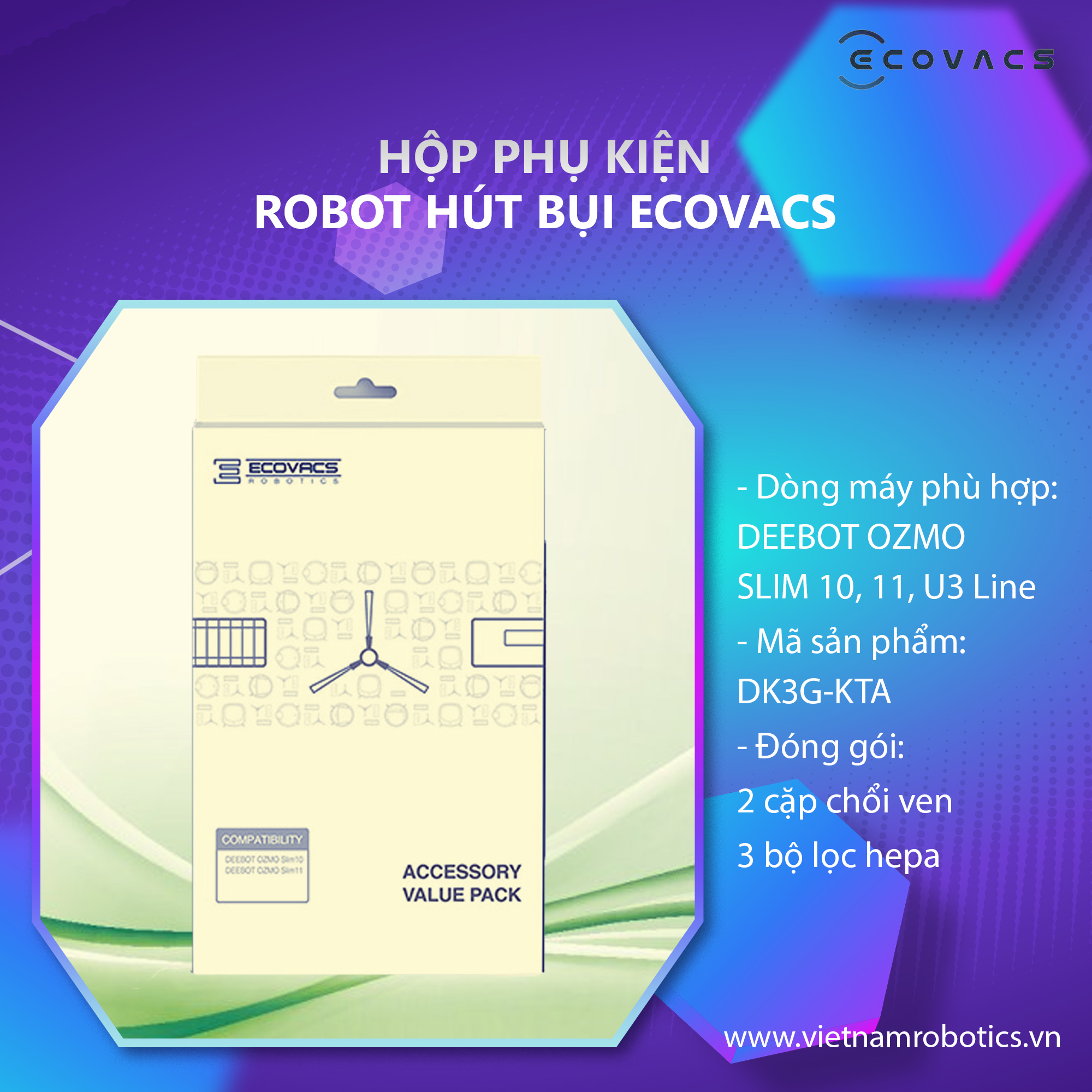 Hộp phụ kiện deebot ozmo slim 10, 11, u3 line - hàng chính hãng - bản quốc tế.