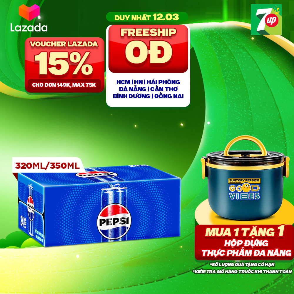 Thùng Nước Ngọt Có Gaz Pepsi (320ml/lon hoặc 350ml/lon)