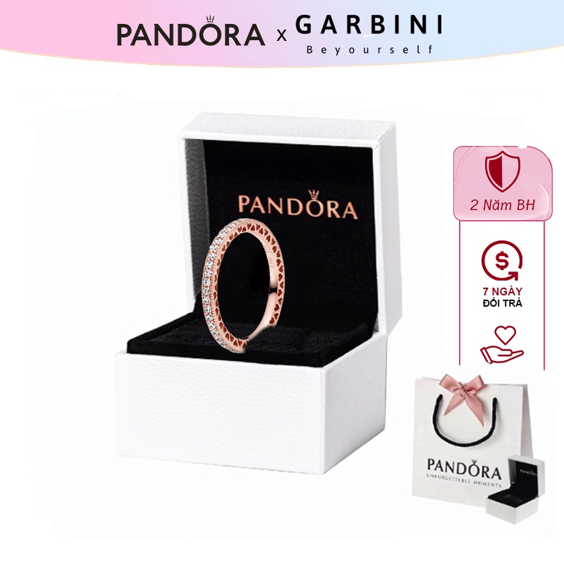 Nhẫn pandora sparkle & hearts rose gold ring 8051rg - nhẫn nữ pandora hàng fullbox bạc s925 ale