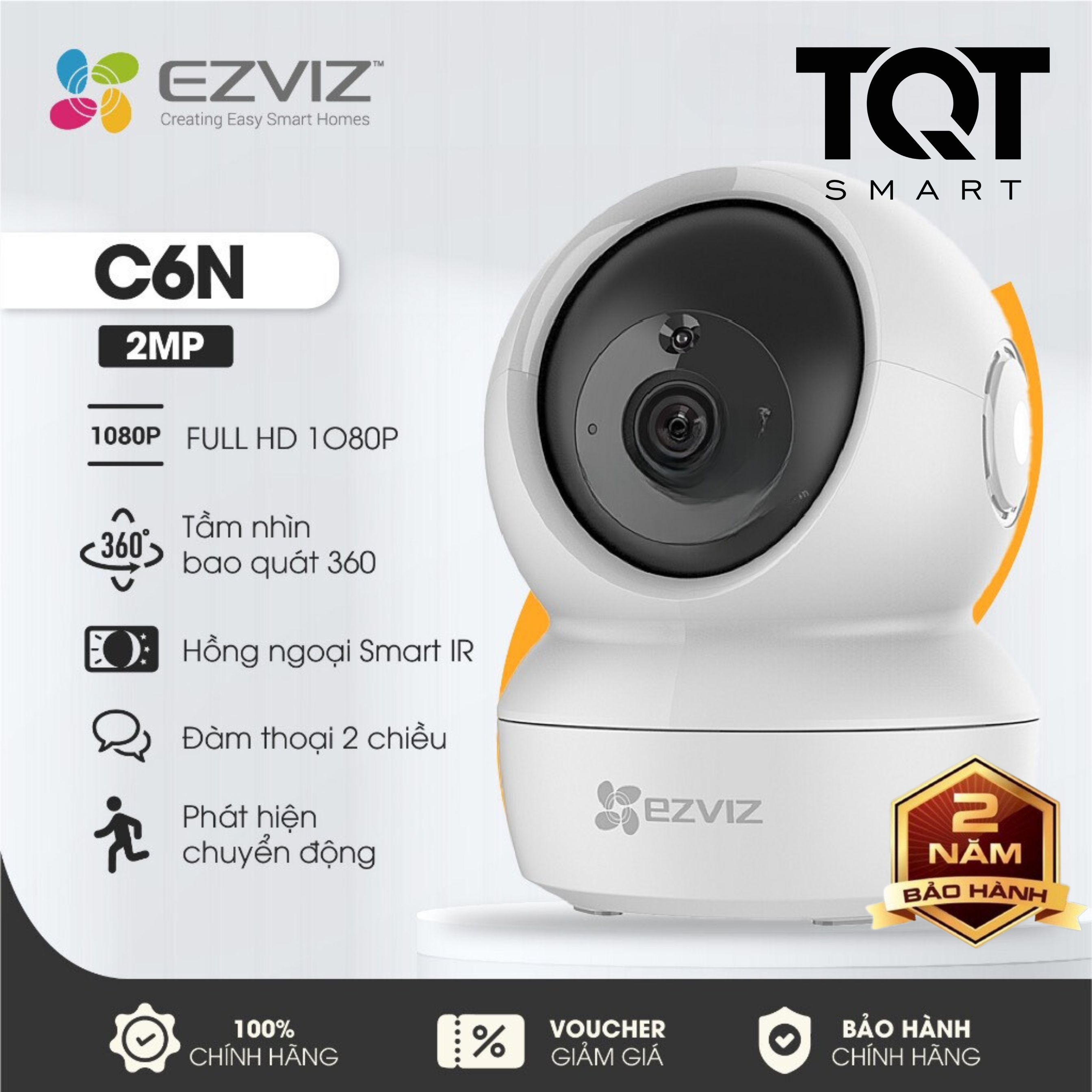 Camera IP/Wifi Ezviz C6N 2MP Smart IrTầm Nhìn 360 Độ Theo Dõi Thông Minh Trò Chuyện Hai Chiều Bảo Hành 2 Năm TQTSmart