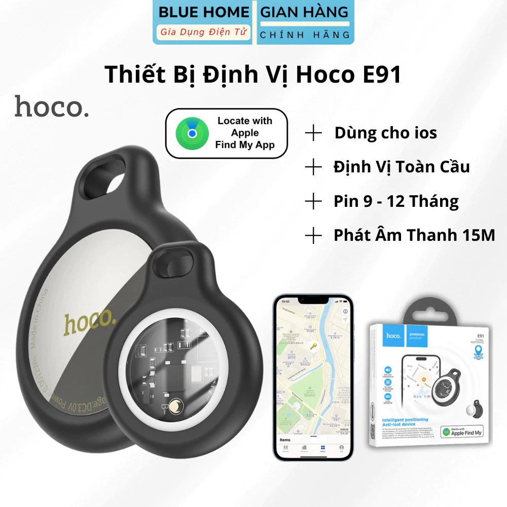 Thiết Bị Định Vị GPS Hoco E91 Chính Hãng Theo Dõi Oto Xe Máy Tìm Chìa Khóa Đồ Vật Ví Thú Nuôi Kết Nối Qua App 