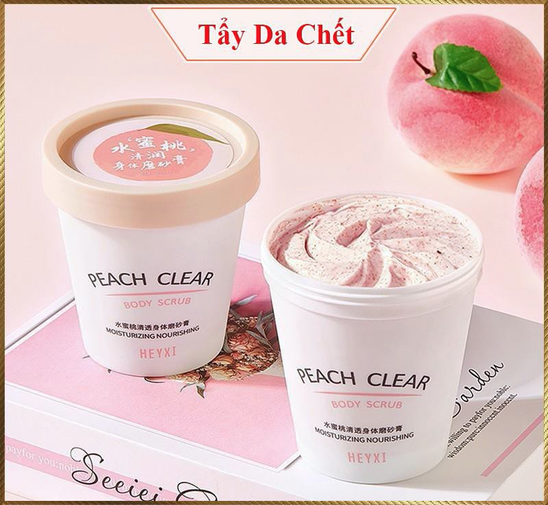 Hũ tẩy da chết hương đào body scrub heyxi peach clear 200g bsh2