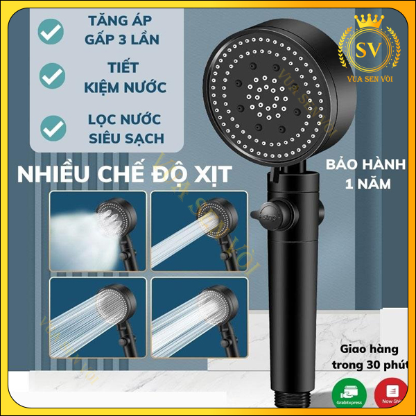 Đầu vòi sen tăng áp vòi hoa sen 5 chế độ nước xoay mặt cao cấp - vua sen vòi