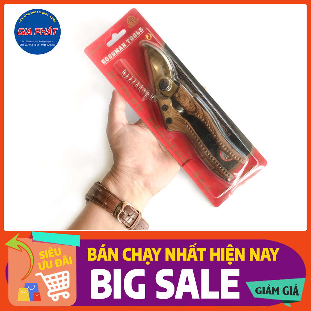 Kéo cắt cành cao cấp - giả gỗ - goodman - thép không gỉ