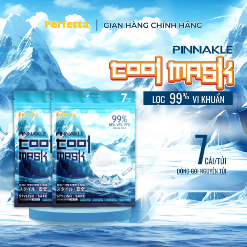 Combo 4 Gói Khẩu Trang Perfetta Pinnakle Cool Mask, Lớp Trong Siêu Mát Lạnh (7 cái/gói) ,Lọc Bụi Mịn PM 2.5