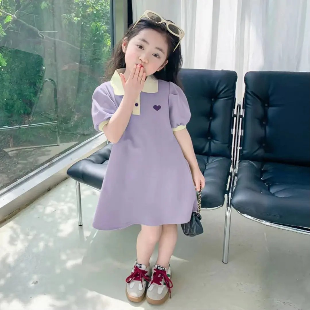 Girls dress Western style children polo dress kids clothes big size girl dress ladies short sleeve dress for 12T - 3