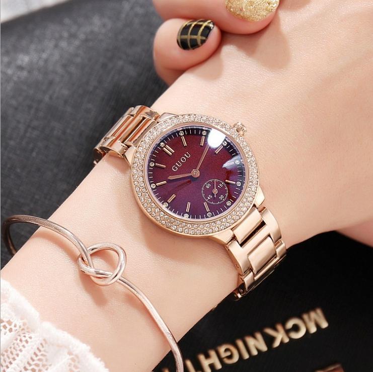 Đồng hồ nữ guou 8141 kl dây kim loại không gỉ thời trang