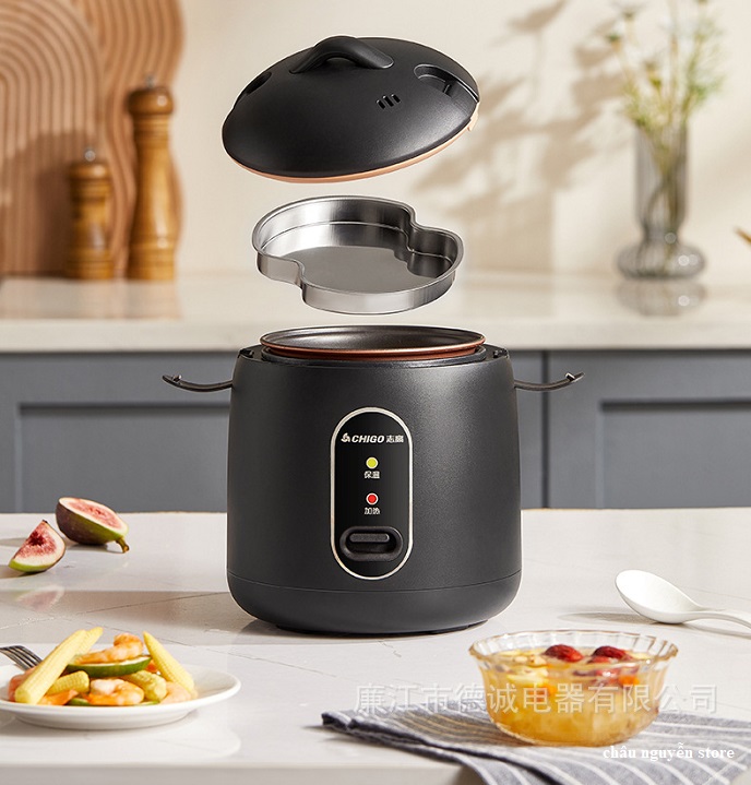HỎA TỐC 2H .Nồi cơm điện mini Chigo Chính Hãng 1.2L nồi nấu đa năng mini nấu cơm hầm hấp ,xào luộc an toàn tiện ích