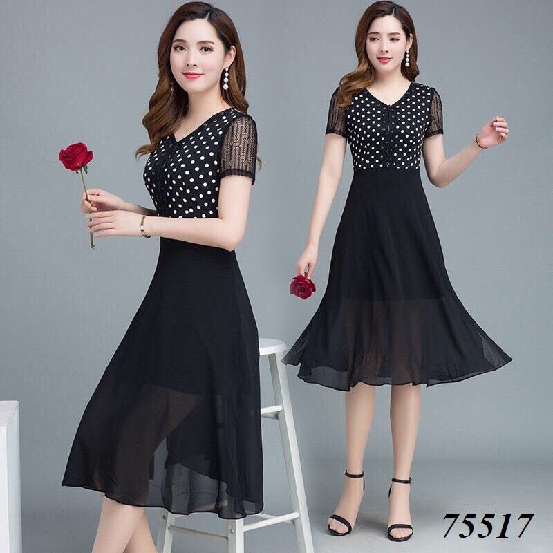 [HCM]ĐẦM XÒE VOAN CHẤM BI PHỐI REN SIÊU DỄ THƯƠNG