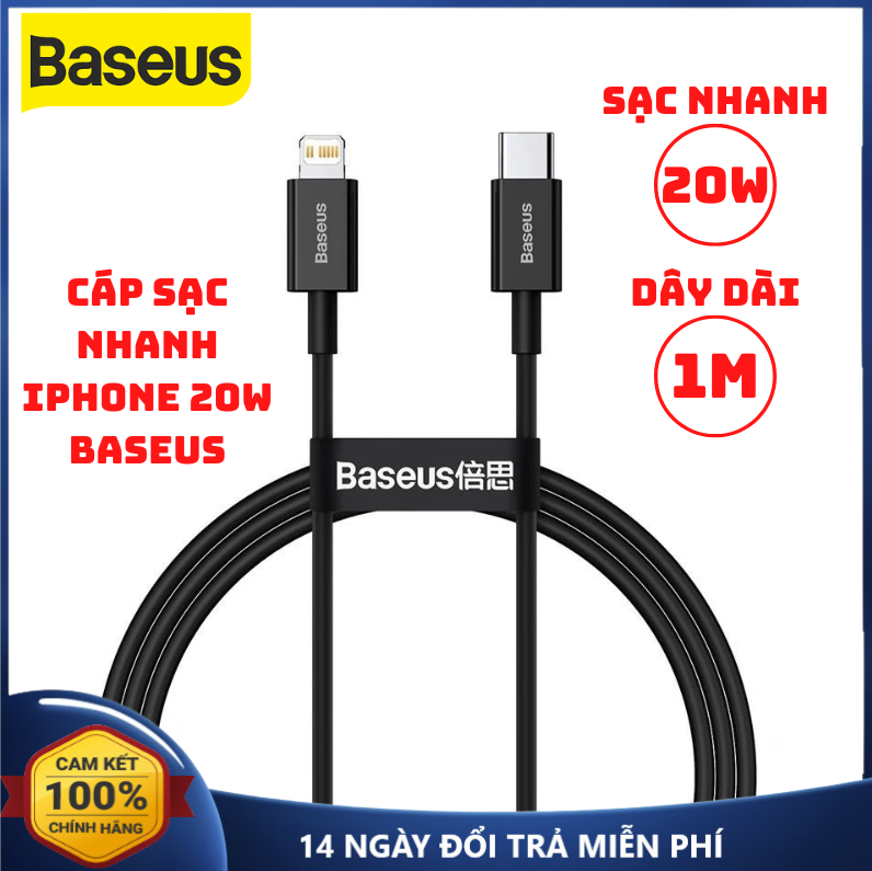 Cáp sạc nhanh iphone 20w baseus type c to lightning dây sạc nhanh iphone dài 1m