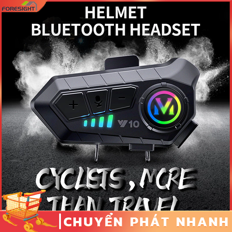 【Foresight 】Y10 Bluetooth Headset for Motorcycle Helmets, Ipx6 Waterproof, Noise Reduction, Long Battery Life Giá 106,920 Đồng*Miễn phí vận chuyển