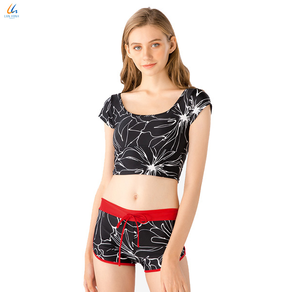 Bikini croptop tay ngắn quần short Lan Hạnh 21059-DE206