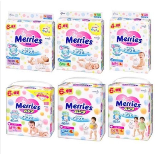 Bỉm Merries Nội Địa Nhật  Dán Merries Nội Địa thấm hút tốt cho bé nhiều size S88/M68/L58/L50/XL44/XXL28