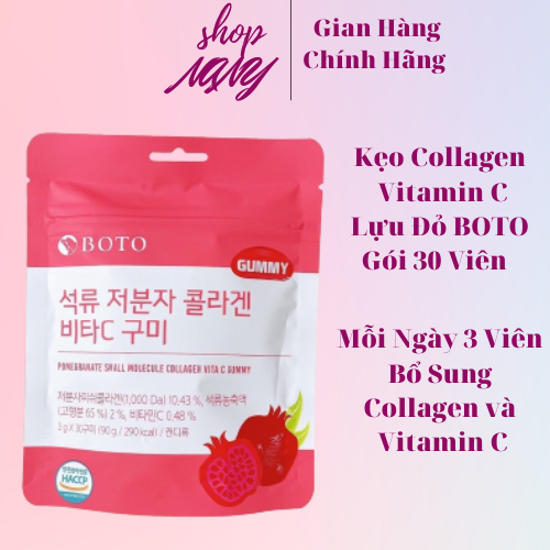 Kẹo Dẻo Collagen Lựu Đỏ Hàn Quốc BOTO GUMMY Pomegranate Low Molecular