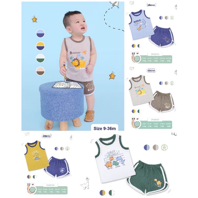 Bộ sát nách/ ba lỗ bé trai dokma 9-36m mã dmb416