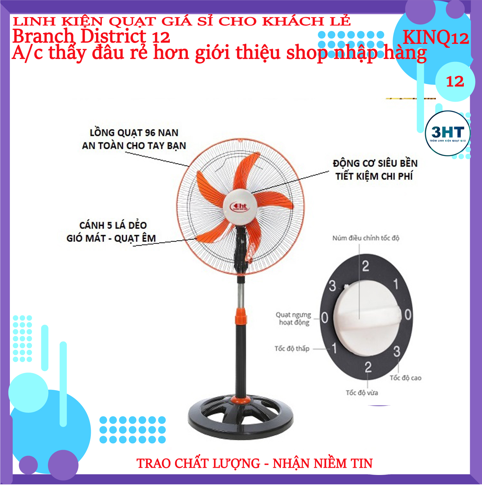 Quạt kẹp bình b3 b4 dùng bình 24v - 3 tốc độ gió