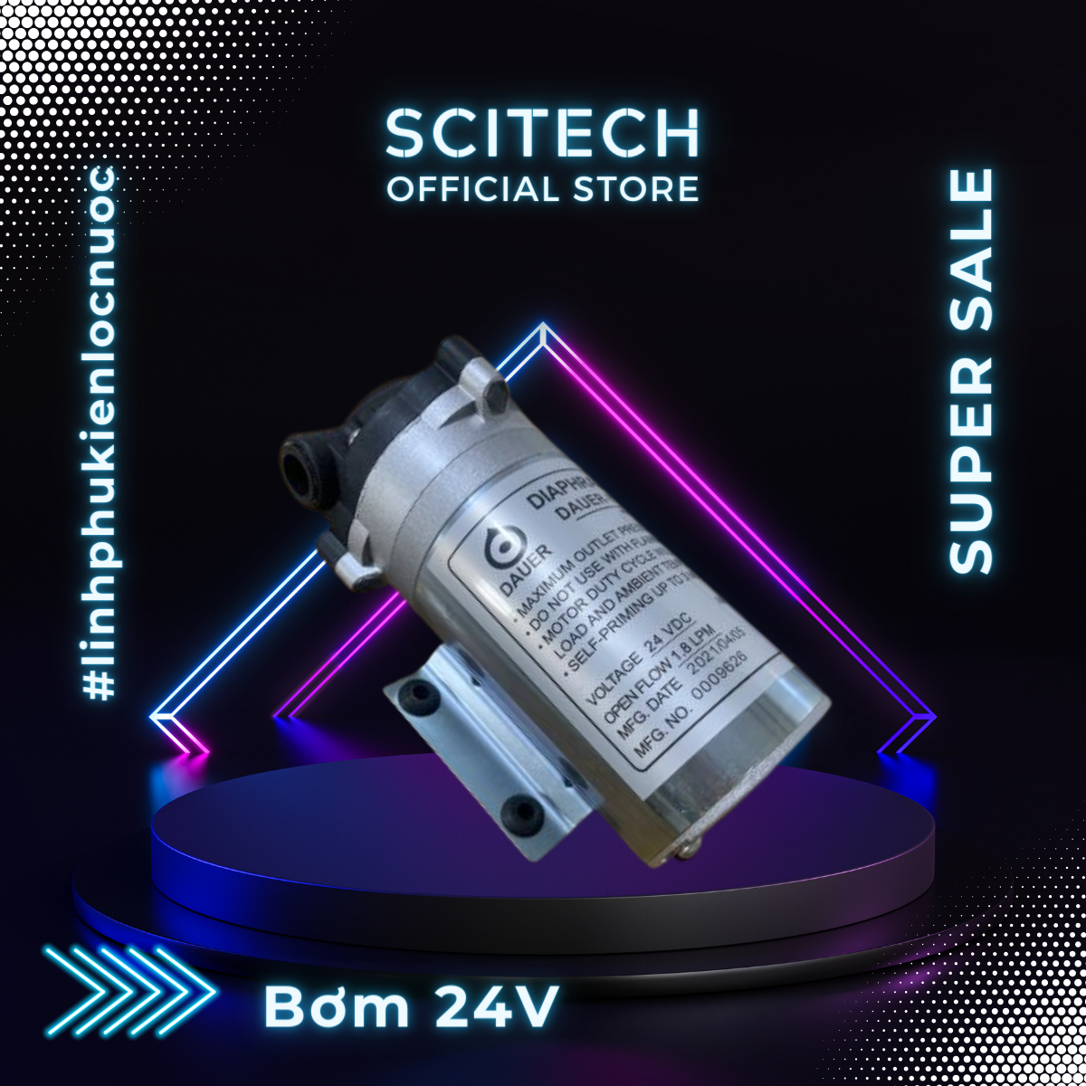 Bơm tăng áp máy lọc nước 24V - Scitech Water