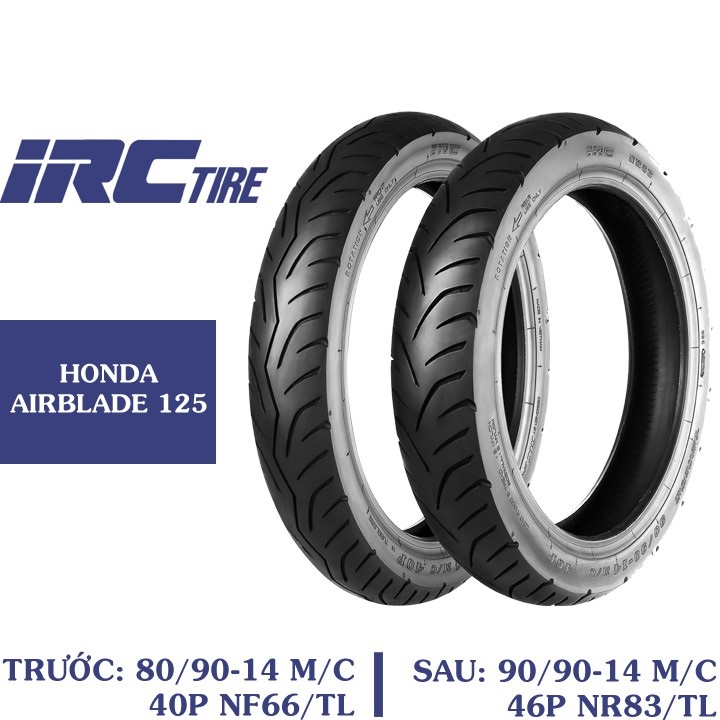 Lốp xe irc không săm cho air blade 80/90-14 và 90/90-14