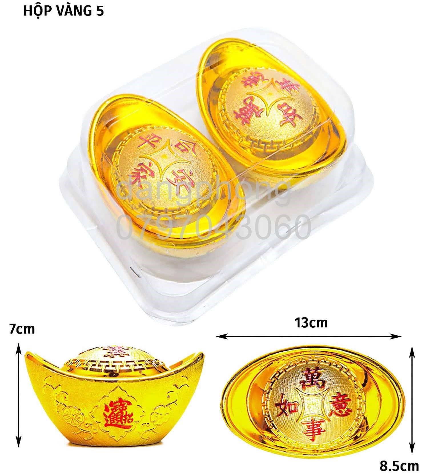 1 Thỏi vàng trưng tết size 16cm ,13cm trang trí thần tài,thổ địa