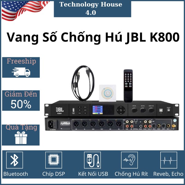 Vang Số Chuẩn Hãng JBL K800 Chống Hú Cao Cấp, Âm Thanh Mượt Mà, Tần Số Chỉnh Music, Micro Và Effect Rõ Nét, Âm Thanh Sống Động, Chống Hú Rít Tuyệt Đối, Với Các Hiệu Ứng Echo, Reverb, Delay Cực Mượt, BH 12 THÁNG