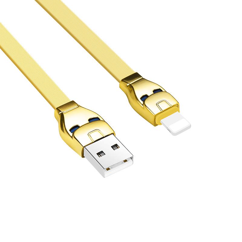 Cáp sạc lightning hoco u14 sạc nhanh 2.4a cho iphone/ipad, iphone xs max, iphone 11, iphone 11 pro max, có đèn led báo sạc, dài 1.2m
